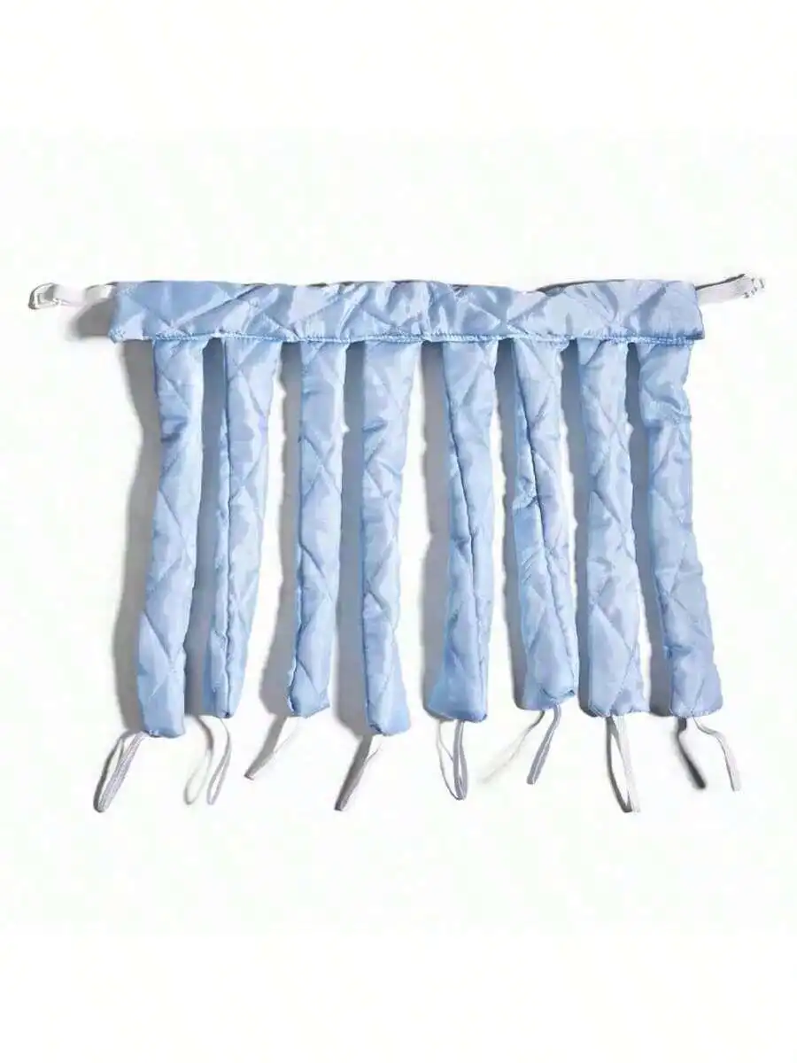 

Light Blue Quilted No-Heat Hair Curling Headband With Eight Flexible Sponge Rods For Overnight Styling