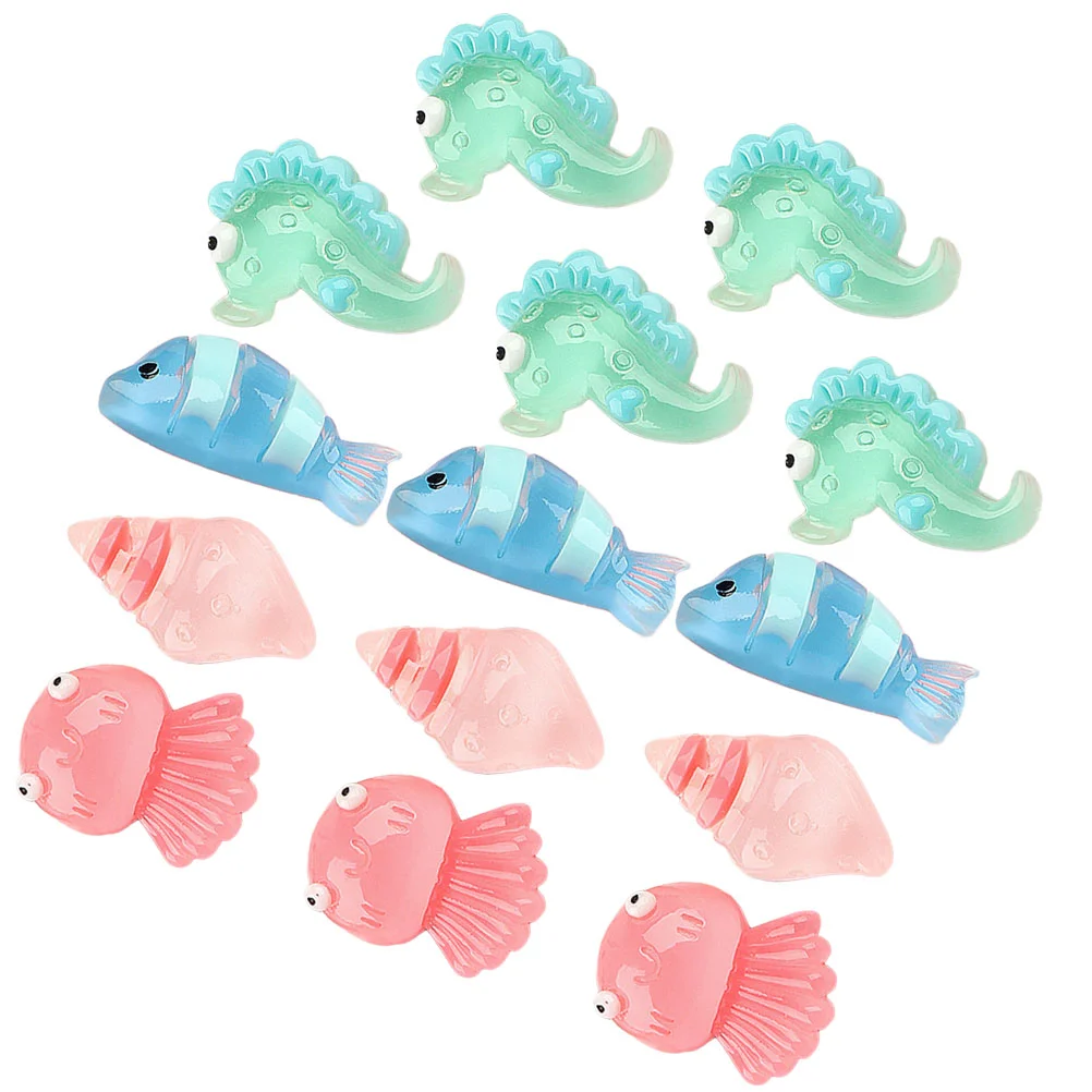 25 Pcs Decorate Luminous Seahorse Fish Tank Accessories Shell Resin Ocean Animal Figurines