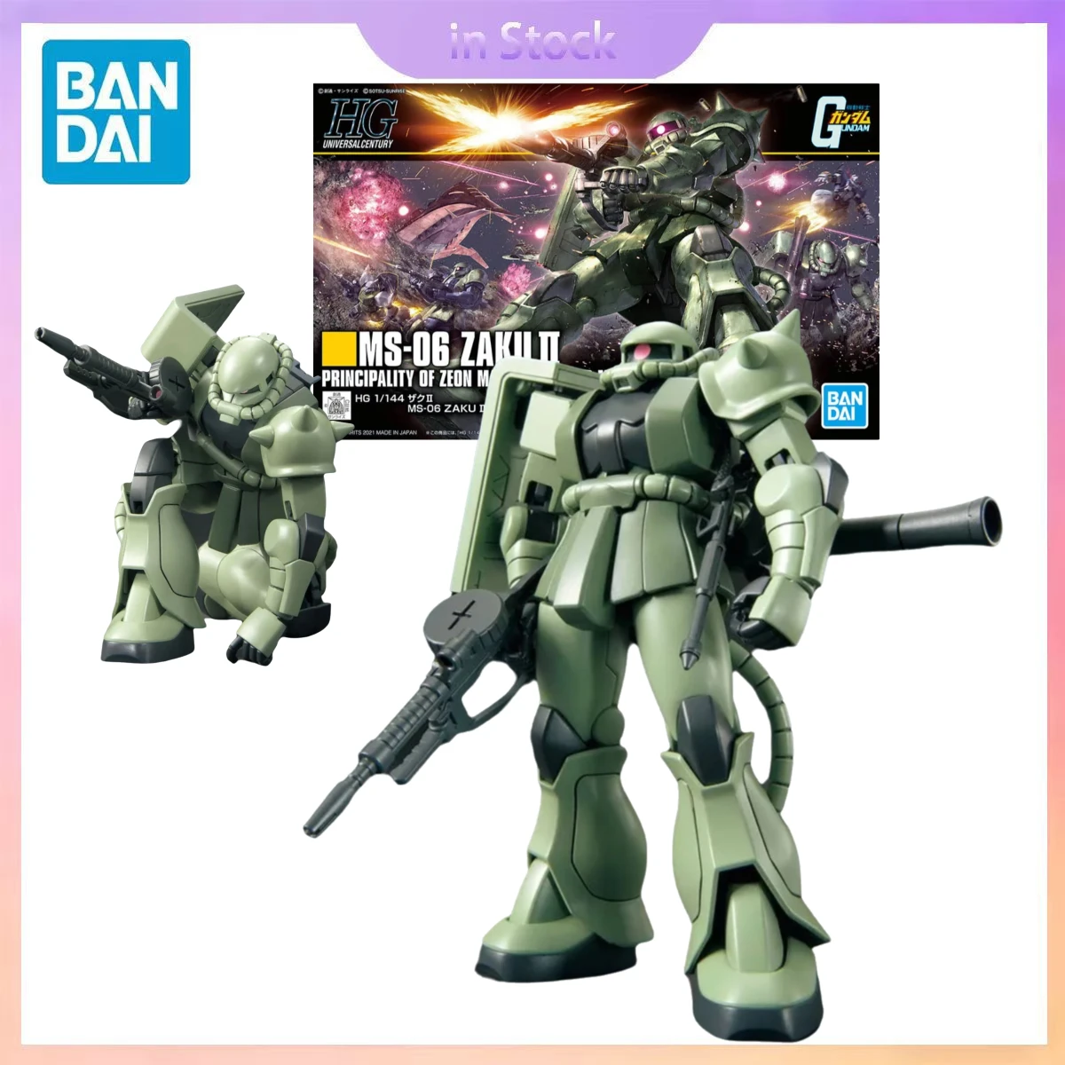 

Original Bandai Genuine In Stock HGCE 1/144 MS-06 Zaku II Gundam Anime Collection Action Figure Model Kits Gift for Boy girl