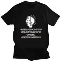 LE Funny Geek Tops for Men, Creative T-Shirt, Intelligence Is The Ability to Change Letters Print Tee, Malewoman T Shirt