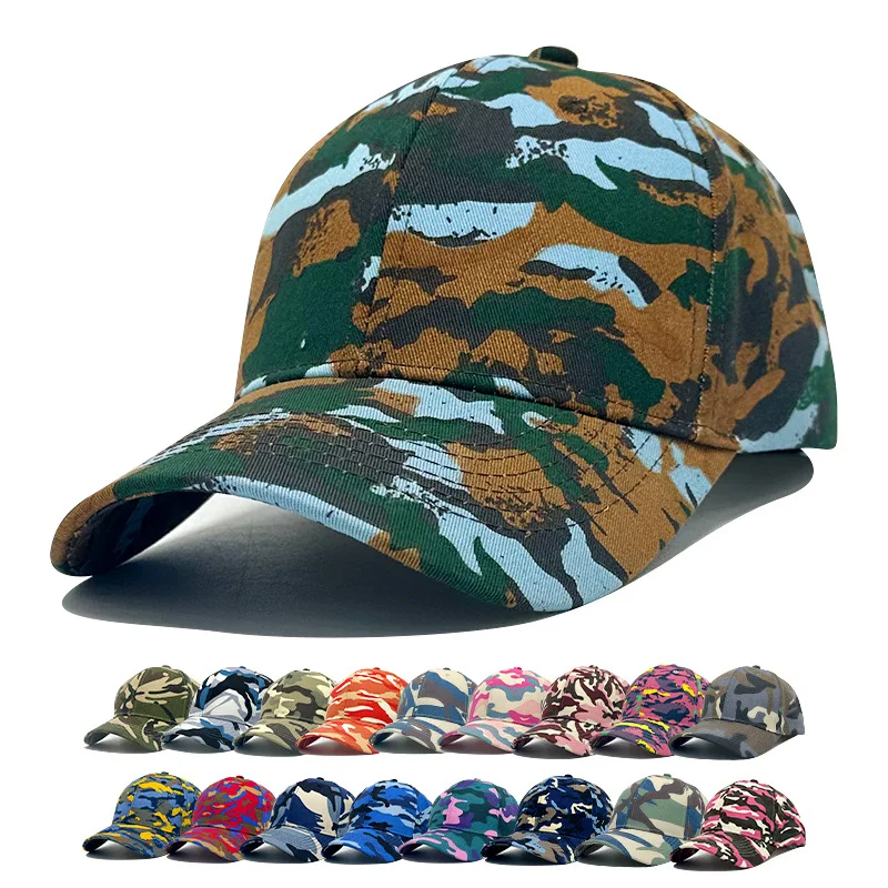 

Fashion Camo Baseball Cap Unisex Adjustable Cotton Hat Streetwear Military Style Cap with Hook Loop