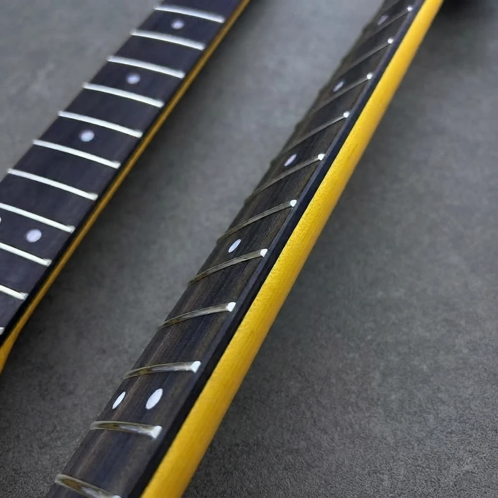Jaguar Style Guitar Neck, 21 Frets, Dark Fretboard, Gloss Finish, Standard Scale, 56mm Heel, Replacement for DIY and Repair