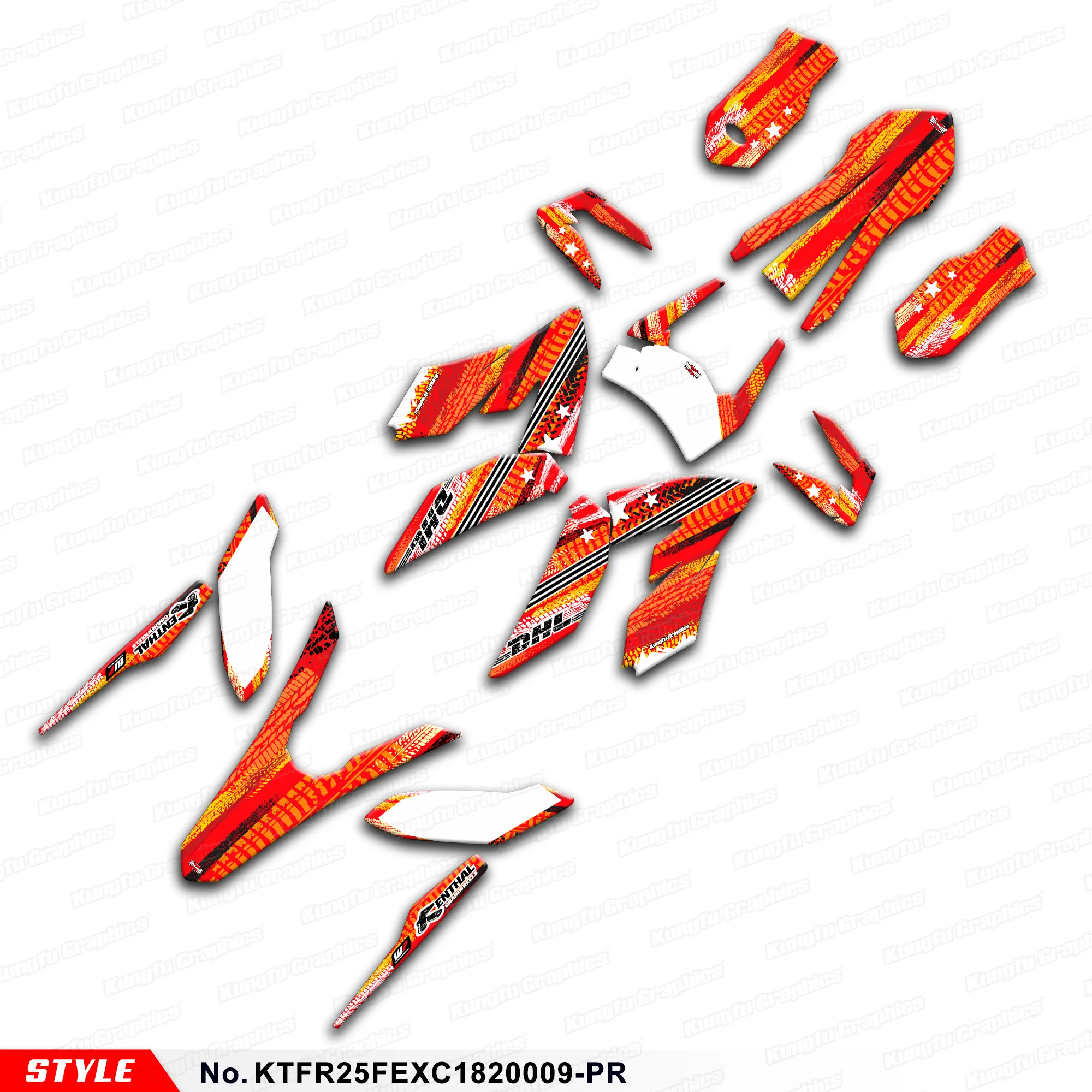 

Aftermarket MX Sticker Custom Decals Complete Wrap Kit for KTM Freeride 250F E-XC 2018-2023, KTFR25FEXC1820009-PR