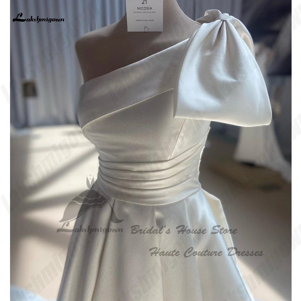 Lakshmigown Simple A Line Satin Wedding Dress For Women Vestidos De Casamento 2023 Modest Receipt Bridal Gowns One Shoulder