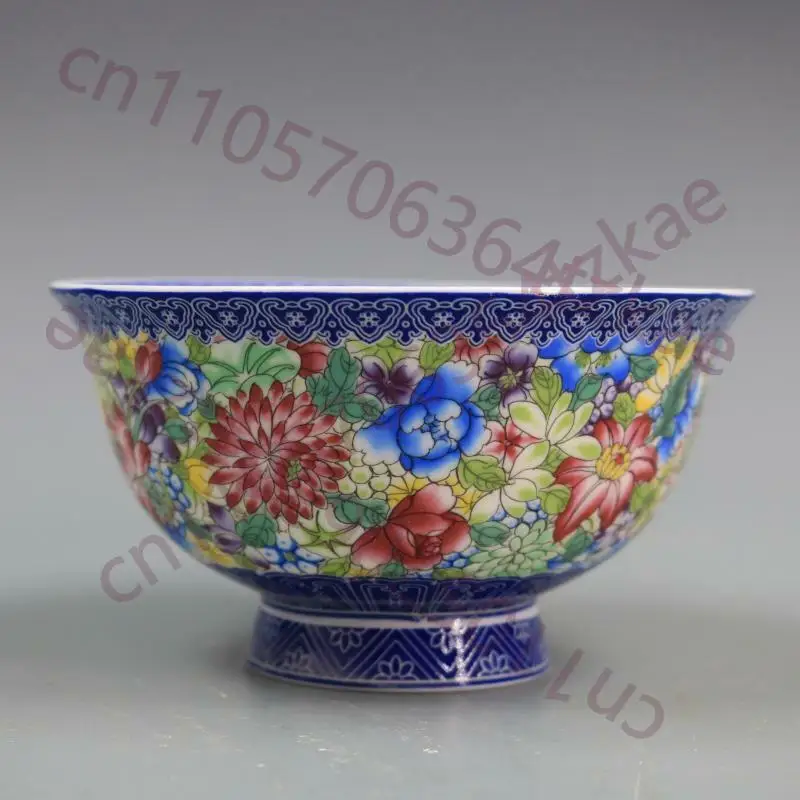 

4.7" Chinese Jingdezhen Porcelain Blue and White Famille Rose Bowl