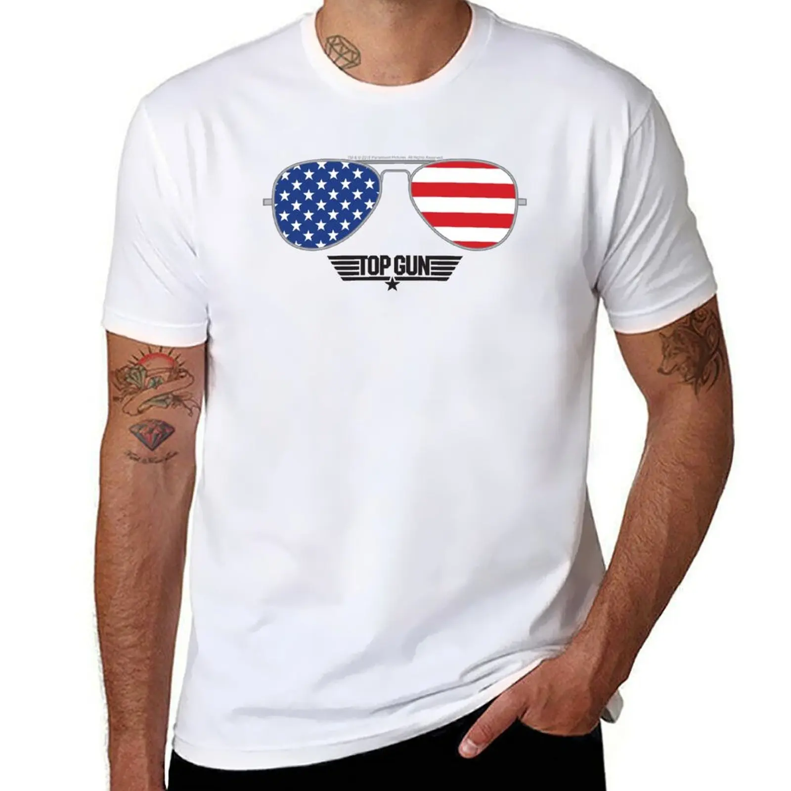 

Top Gun Classic Vintage Aviator Stars & Stripes Movie Logo T-Shirt korean fashion new edition mens graphic t-shirts big and tall