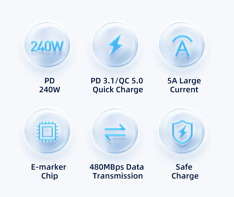 Rocoren 100 W USB C auf Typ C Kabel USB PD 3.1 240 W Schnellladekabel USB-C 5 A TypeC Kabel für iPhone 15 MacBook Samsung – Detail 2
