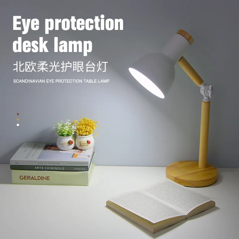 Minimal Postmodern Wood Reading Lamp Nordic Bedside Decor Light American Style Ins Ambient Desk Lamp