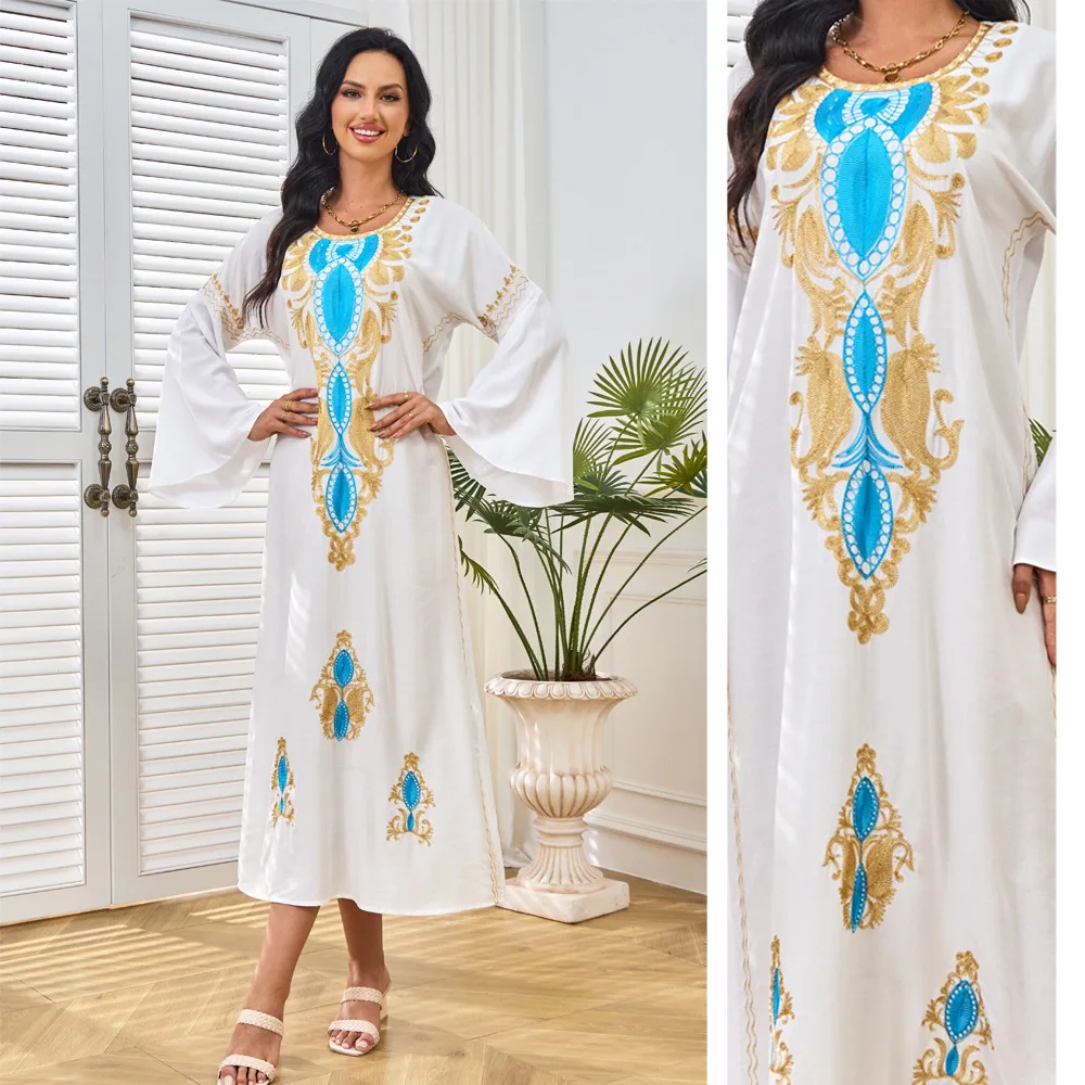 2024 Summer New Clothing Muslim Women's Casual Commuting Malaysia Embroidered Robe Dress