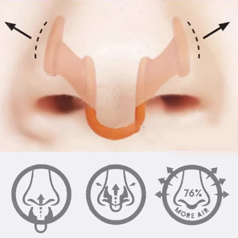 2pcs Prevent Snoring Good Sleep Silicone Elastic Nose Clip Anti-Snoring Supplies Mini Stop Snoring Device
