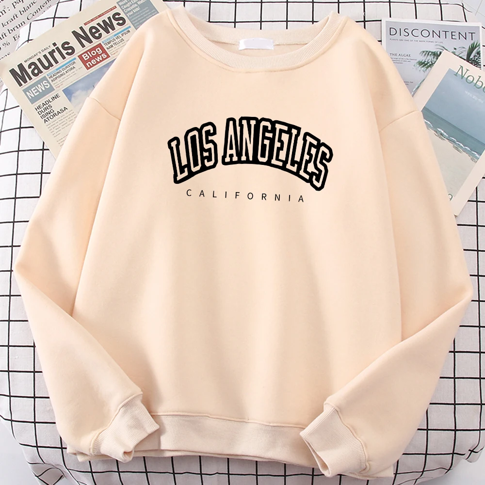 Los Angeles California City Streetwear Sweatshirt For Women Loose Oversized Clothing Personality Soft Letter Print Hoodies Woman