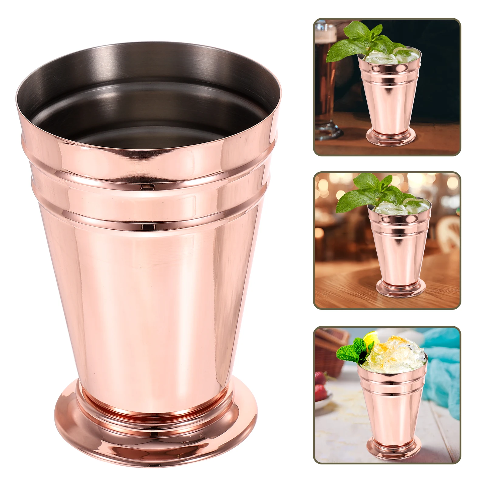 

Golden Tiered Glass Stainless Steel Metal Cup Crimping Mug Reusable Travel Drink Accessories Metal Cups