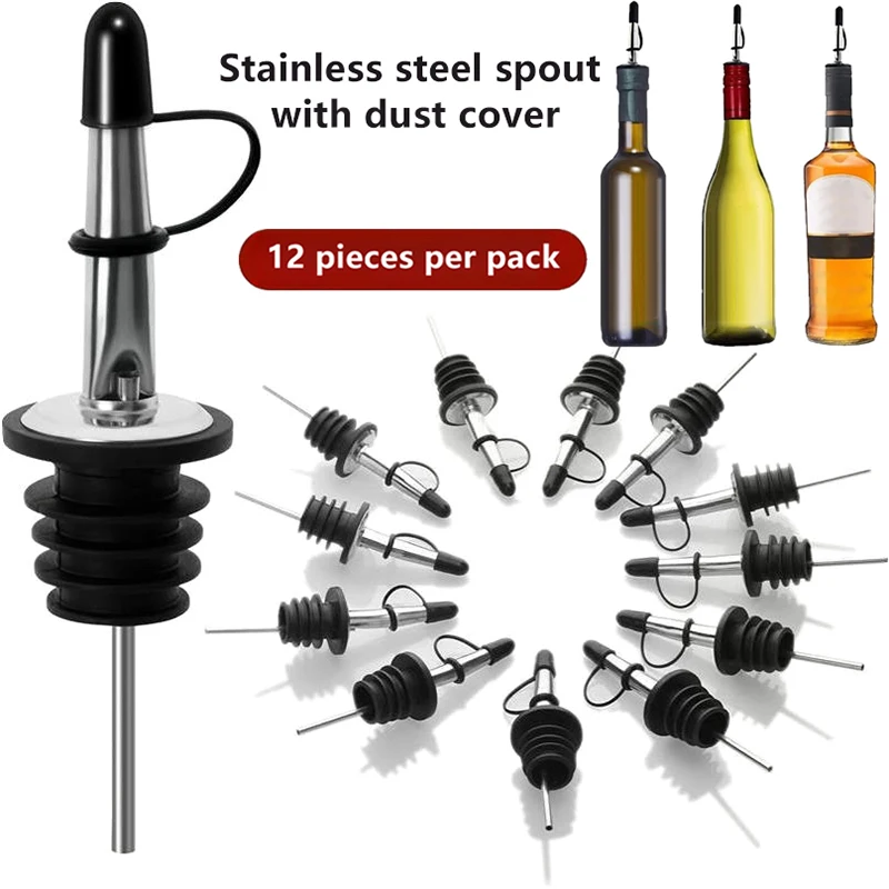 【Hermoso】Juego de 3 Vertedores de Acero Inoxidable para Botellas de Licor, Aceite y Vino, con Boquilla Sellada a Prueba de Fugas, Dispensador de Vinagre Cónico