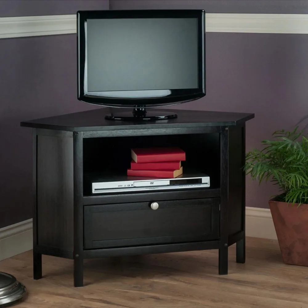 

TV & Media Stand Espresso Finish Furniture Cabinet Table Supports Living Room TV Stands