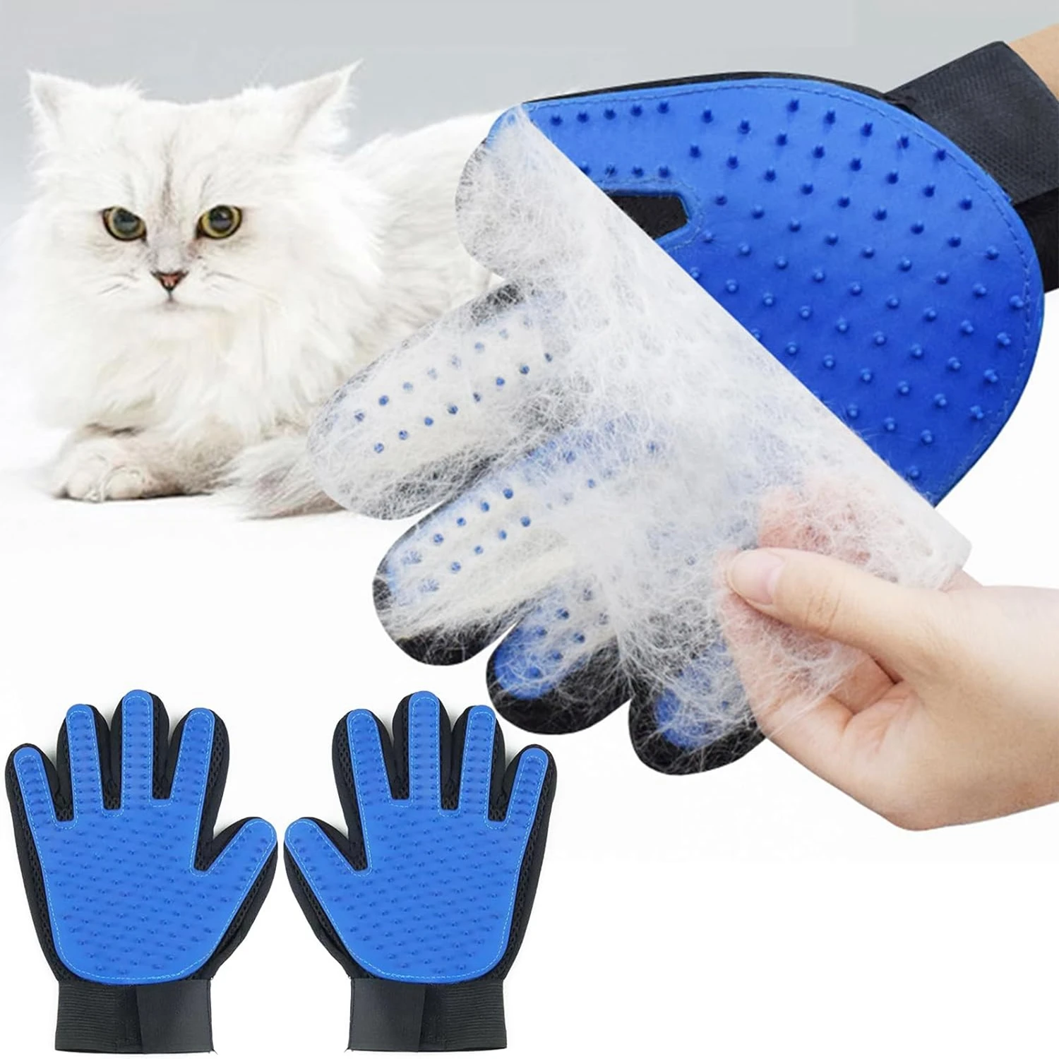 Guantes de depilación para mascotas, 1 piezas, cepillo de masaje de silicona para limpieza de baño de perros y gatos, peine Deshedding, suministros de aseo