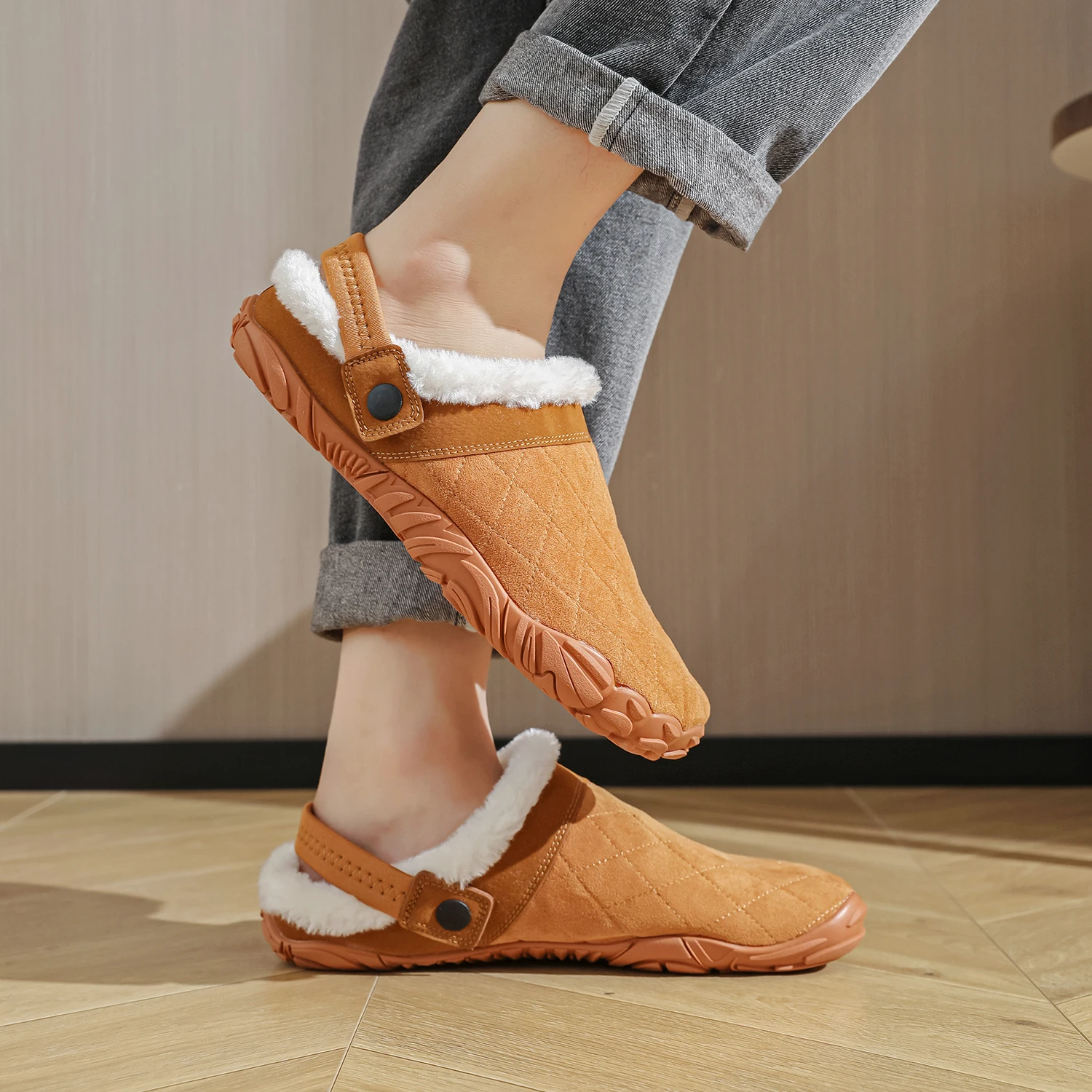 Hight Quality Chamois Leather Bedroom House Slipper Men Slippers Indoor Men's Winter Home Warm Women Unisex Outside Slipper