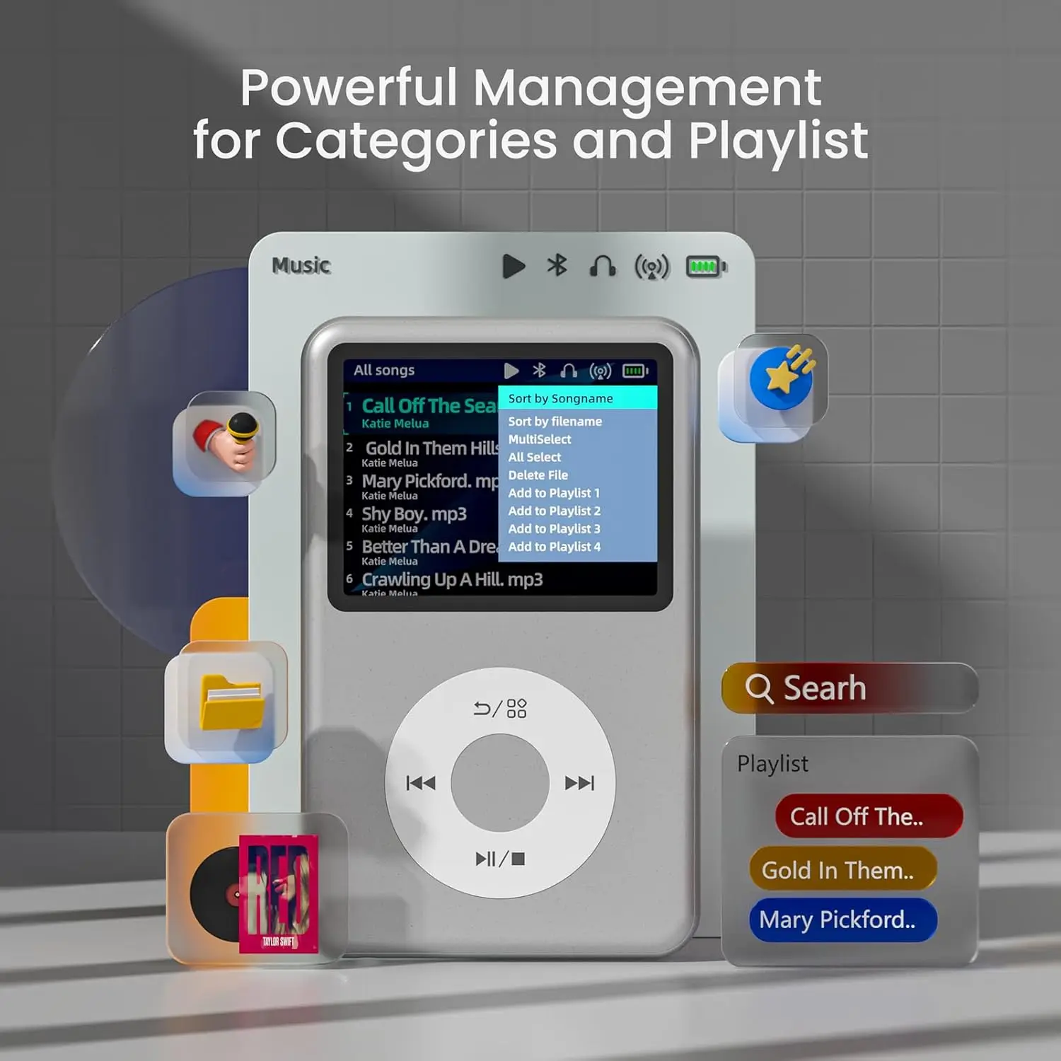 INNIOASIS Reprodutor de MP3 Bluetooth, Reprodutor de Música HiFi