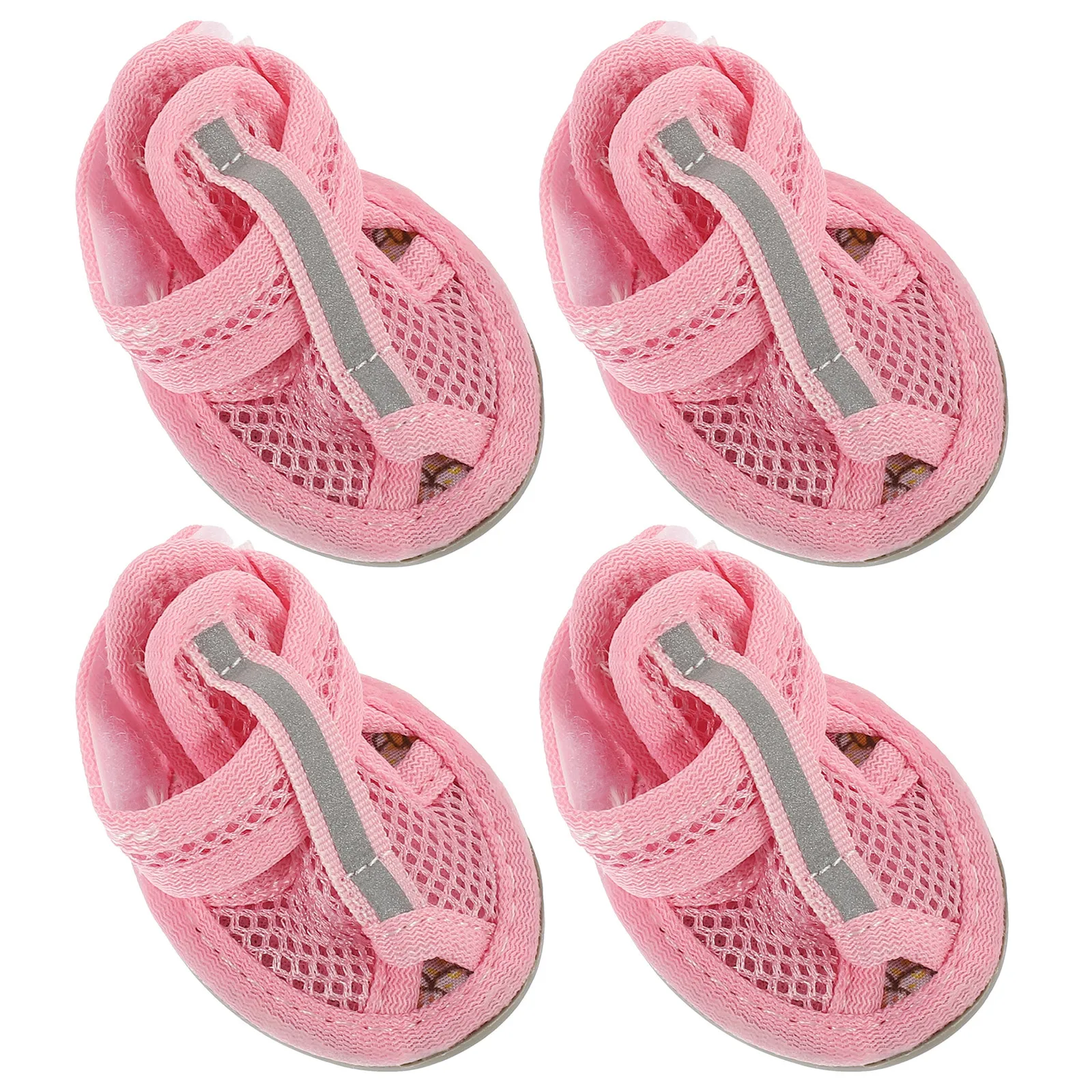 

4Pcs Dog Sandal Summer Ventilated Pet Shoes Lightweight Mesh Boots for Dogs Burn Protection on Hot Surfaces Size 3 Pink