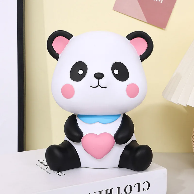 2026 Home Decor Cartoon Cute Heart Panda Piggy Bank Doll Coin Box for Money Safe Saving Bank Kid Birthday Children's Day Gift