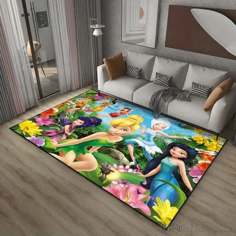 T-Tinker Bell Fairy Pattern Rug Carpets 80x120cm Decor for Bathroom Kids Floor Mat Living Room Children's Bedroom Sofa