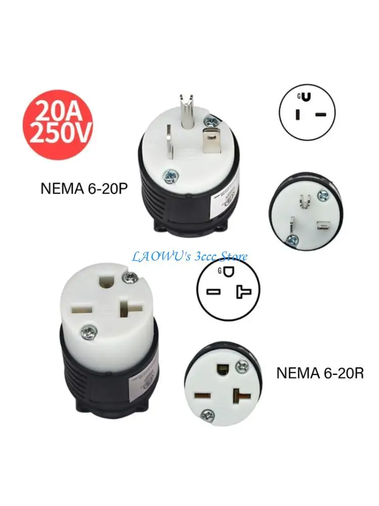 

Y8AD NEMA 6-20P Male Plug/NEMA 6-20R Female Socket US Standard Detachable Power Plug for Industrial and Home Use