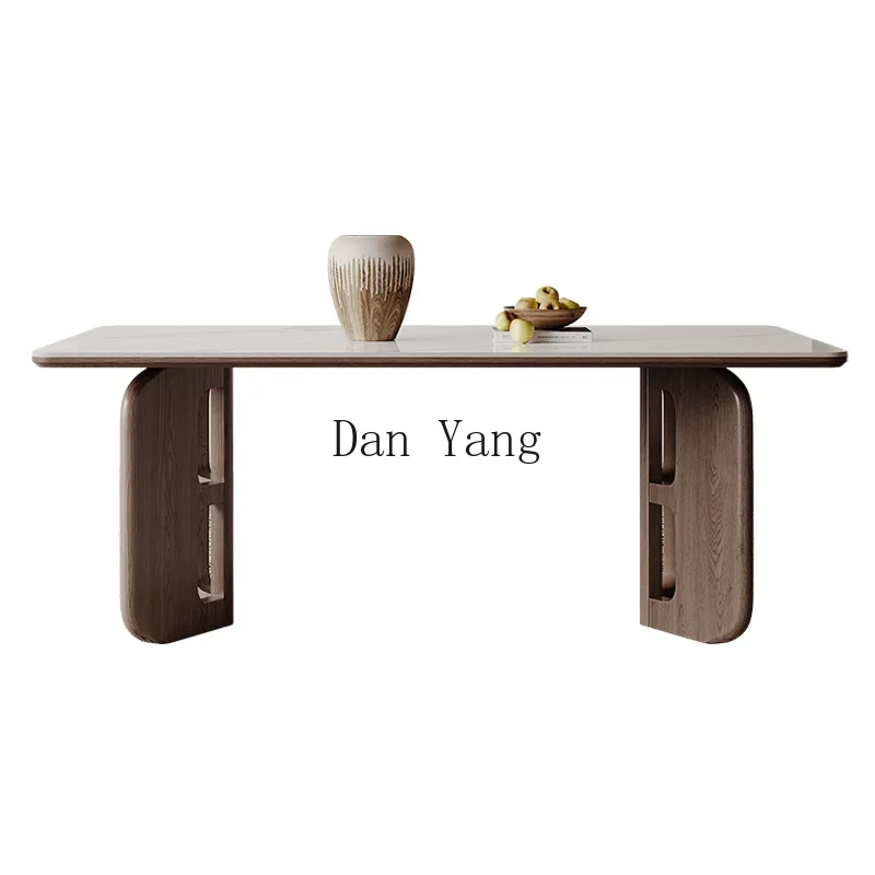 YJ solid wood rock slab dining table and chair combination modern simple household small apartmentretro style rectangular dining