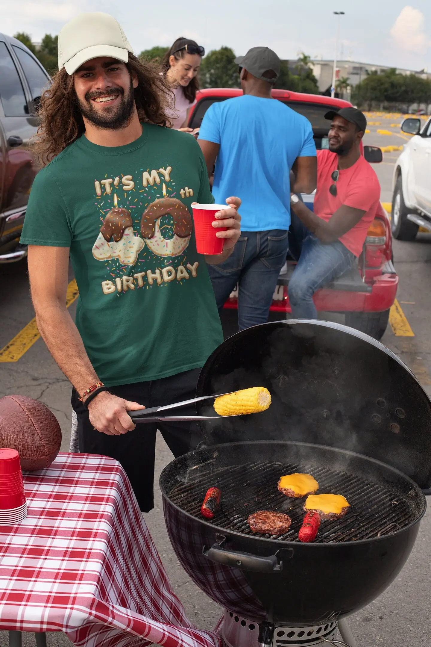 Men's 40th Birthday T Shirt Cake Candle Fun Cute 40 Idea Man