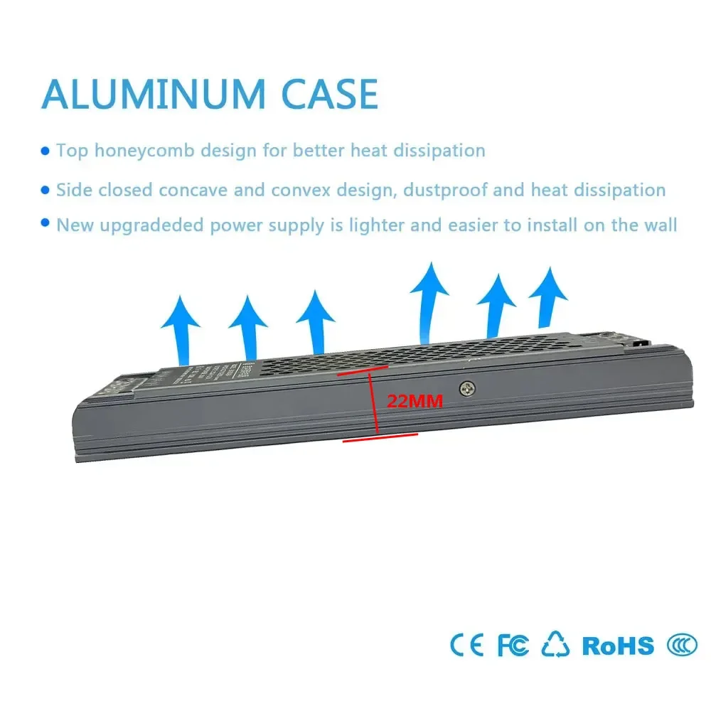 LED switch power supply 12V 24V AC to DC Transformer 60W 100W 150W  300W  Super Thin Converter for LED Strip Light LED Driver