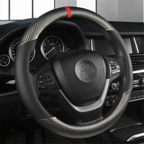 10 best sales steering wheel cover carbon fiber - №1