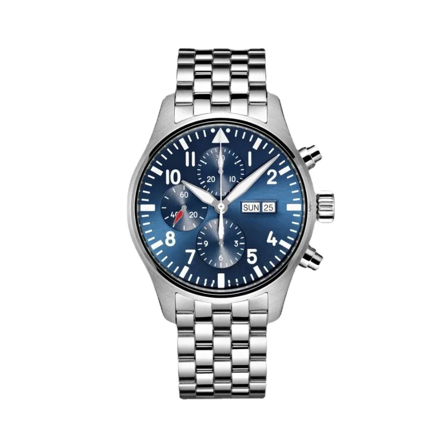 SHXI Mens Sport Watch Pilot’s Watches le Petit Prince Blue Dial Stainless Steel Bracelet 43mm