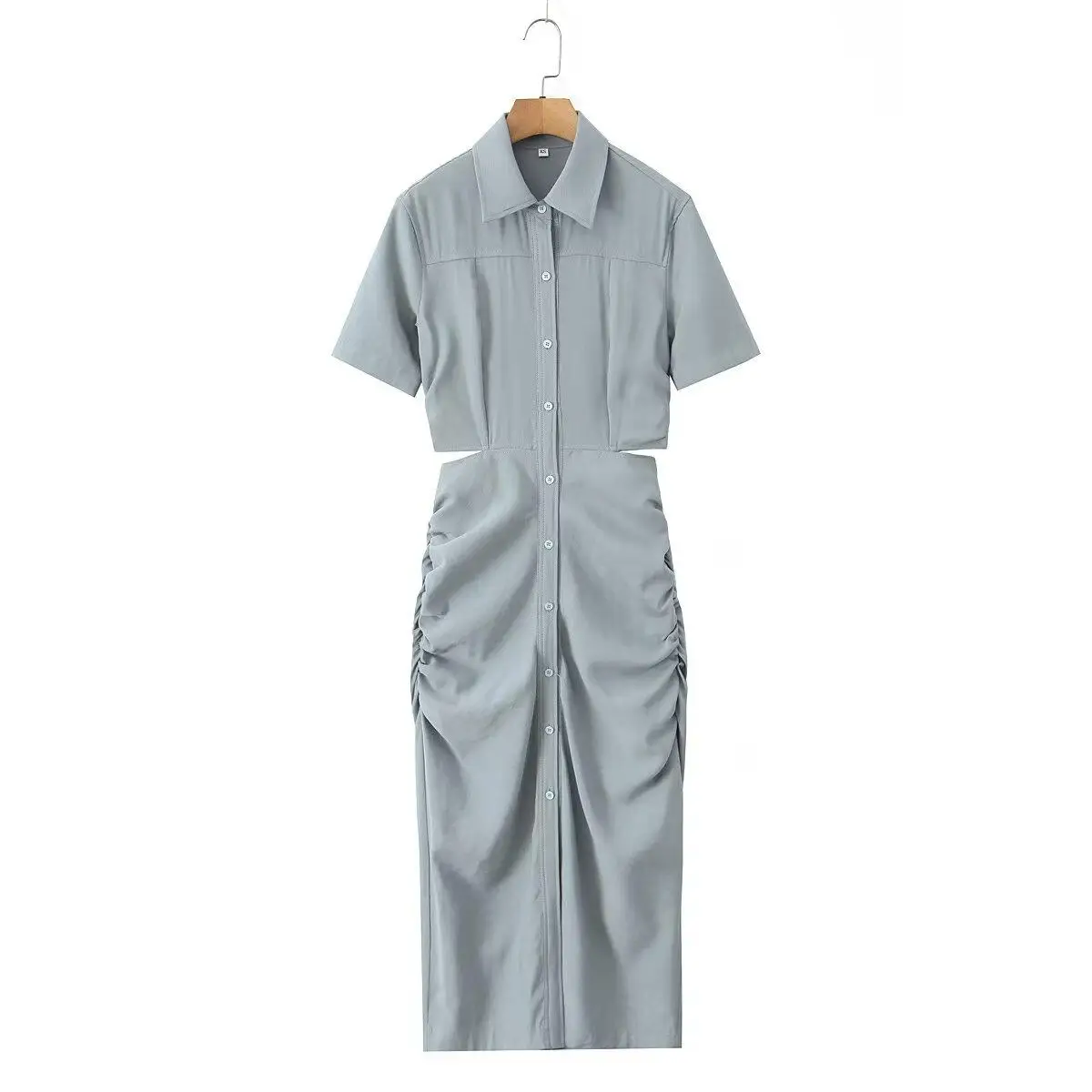 Faionable ort Sve Kraag Dr Dames Zomer Casual middentaille Polyestervezel Eenstapsrok Pure kleur JNLEAOG