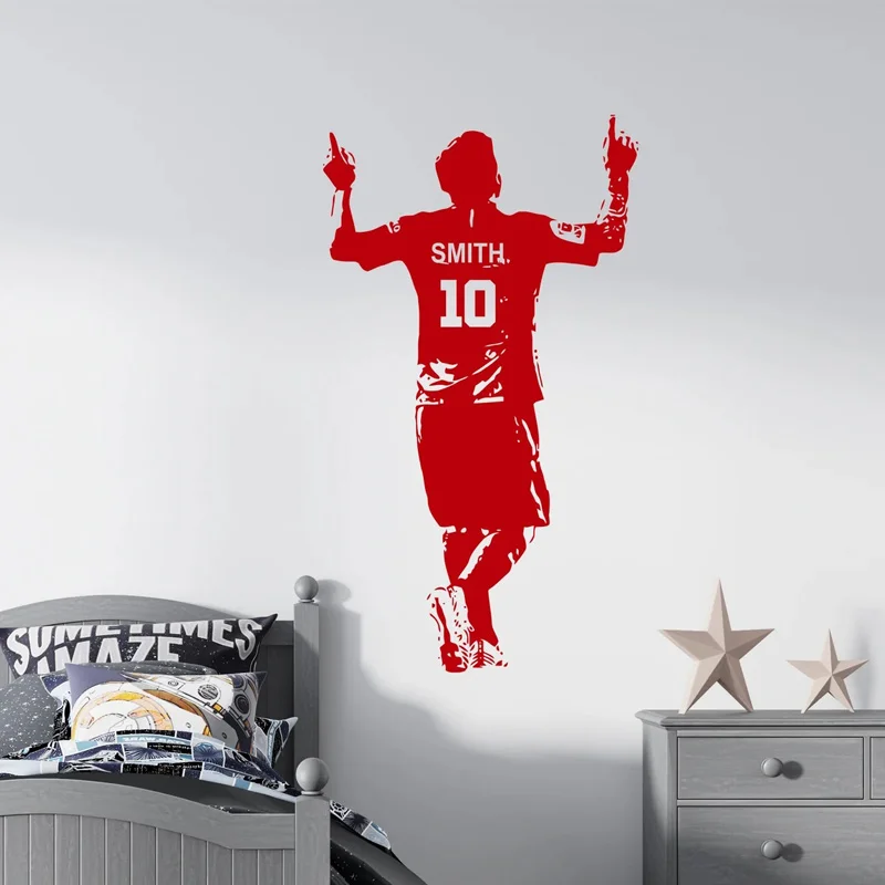 Personalized Soccer Player Name and Number Wall Decal Football Sport Decor Home Boys Teenager Room Custom Team Wallpaper G005