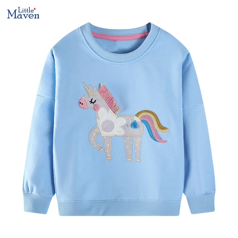 

Little maven Baby Girls 2025 Autumn Clothes Cartoon Unicorn Sweatshirt Lovely Cotton Clothes for Kids Toddler 2 to 7 Years