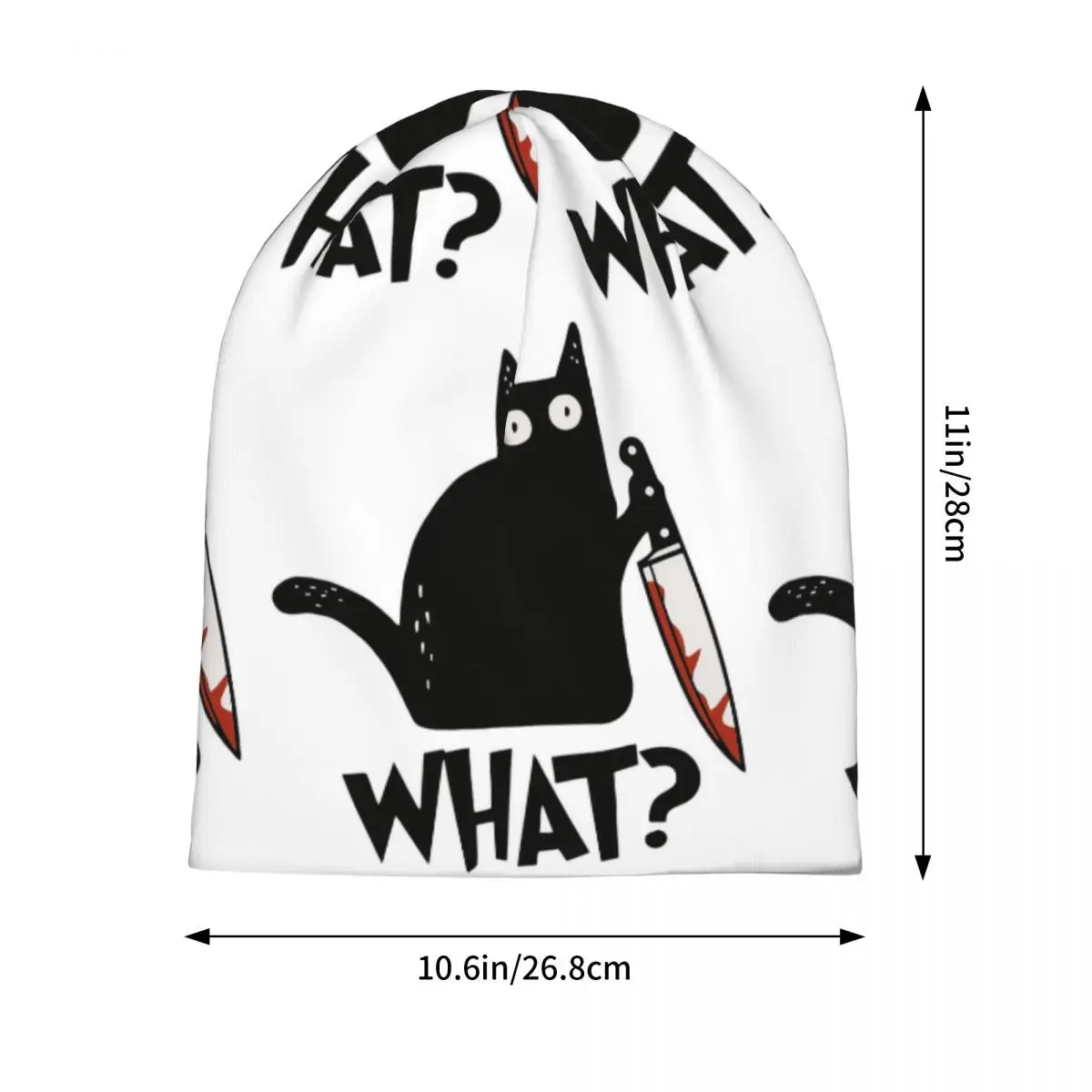 Cat What Murderous Black Cat With Knife Warm Knitted Cap Hip Hop Bonnet Hat Autumn Winter Outdoor Beanies Hats for Unisex Adult