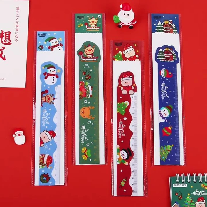 Christmas Cartoon Reindeer Magnetic Soft Ruler 15cm Cute Flexible Measuring Straight Ruler Creative Kids School Stationery Gift
