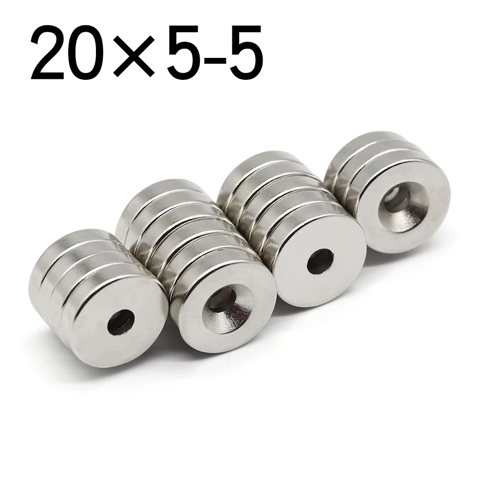 2/5/10/20 Pcs 20x5-5 Round NdFeB Neodymium Magnet N35 Super Powerful Small imanes Permanent Magnetic Disc 20x5 Hole 5