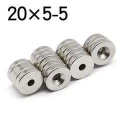 2/5/10/20 Pz 20x5-5 Rotondo NdFeB Magnete Al Neodimio N35 Super Potente Piccoli imanes Disco Magnetico Permanente 20x5 Foro 5