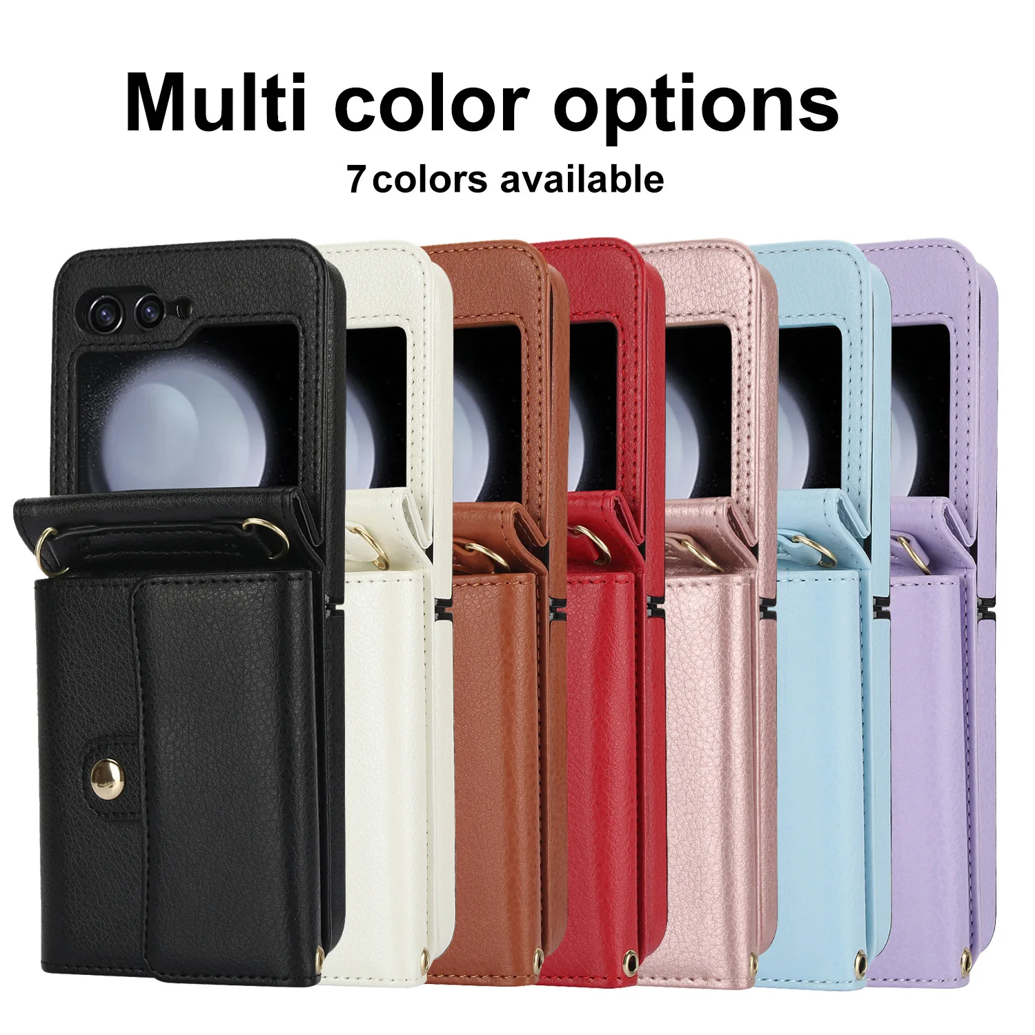 

Suitable for Galaxy Zflip7 6 5 4 3 crossbody folding solid color accordion phone case