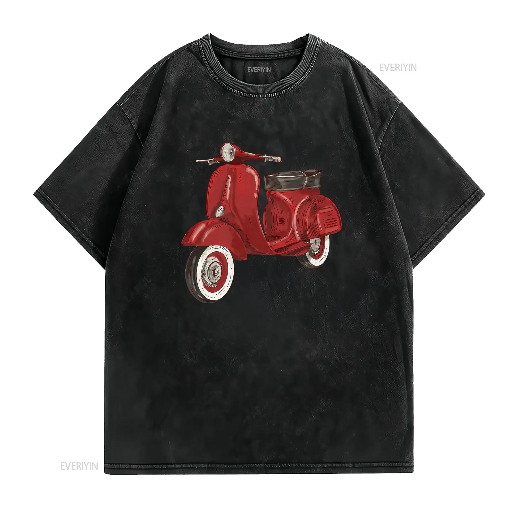 Maglietta Uomo Vintage Scooter Stile Retro Anni '60 Design Ispirato all'Italia Morbida e Traspirante Taglio Comodo Collo Casual