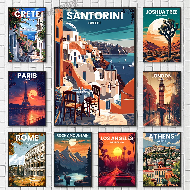 Beautiful Travel City Posters and Prints Canvas Painting World Famous Scenic Spots Mural Modern Home Living Room Wall Art Decor