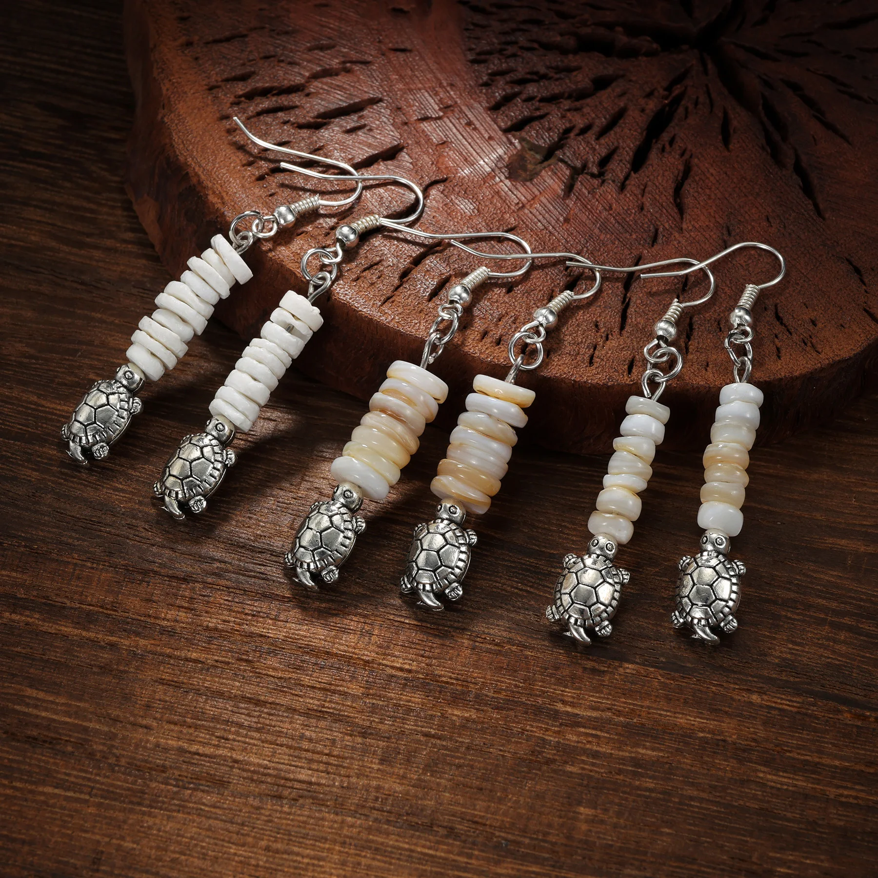 Boho Hawaii Puka White Clam Chips Shell Dangle Earrings Irregular Seashell Choker Summer Beach Statement Jewelry For Women