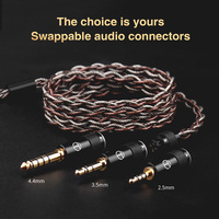 Earphone Wire with Swappable Connector 2.5/3.5/4.4mm Silver-Plated Copper OFC Copper Replacement for TRN MT1 MAX TA4