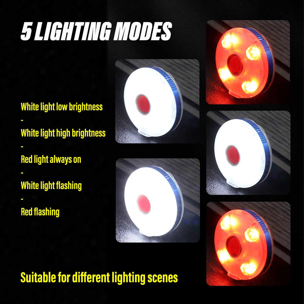 Super Bright MINI LED Flashlight Rechargeable Work Light Round Camping Light 3 Colors to Choose Multiple Lighting Modes