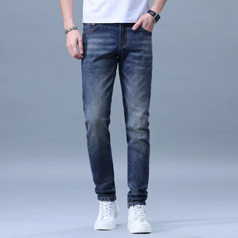 High-end Simple Men's jeist2024new light luxury quality men's fashion all-match leisure washed-out stretch slim trousers