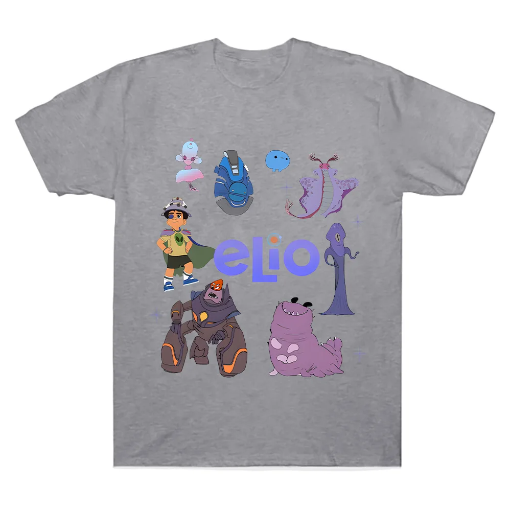 Camiseta de personajes de Pixar Elio de Disney, camisetas con estampado de Anime de aventura, Top de algodón para hombres y mujeres, pantalón corto informal de manga, camisa transpirable de verano