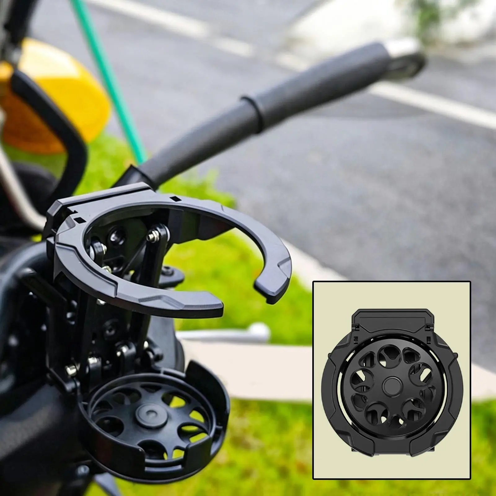 360 Degree Rotatable Foldable Motorcycle Handlebar Cup Holder Universal Water Bottle Drink Can Mount for Mountain Bike City Bike
