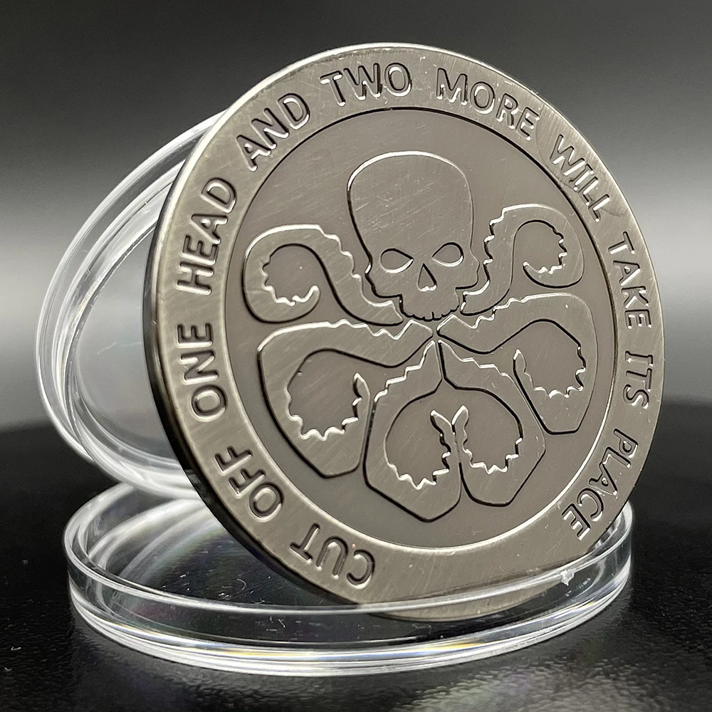 US Logistics Division Challenge Coin Hydra Skull Nickel Coins Collectibles Classic Symbols Commemorative Medal Bedroom Decor view 3