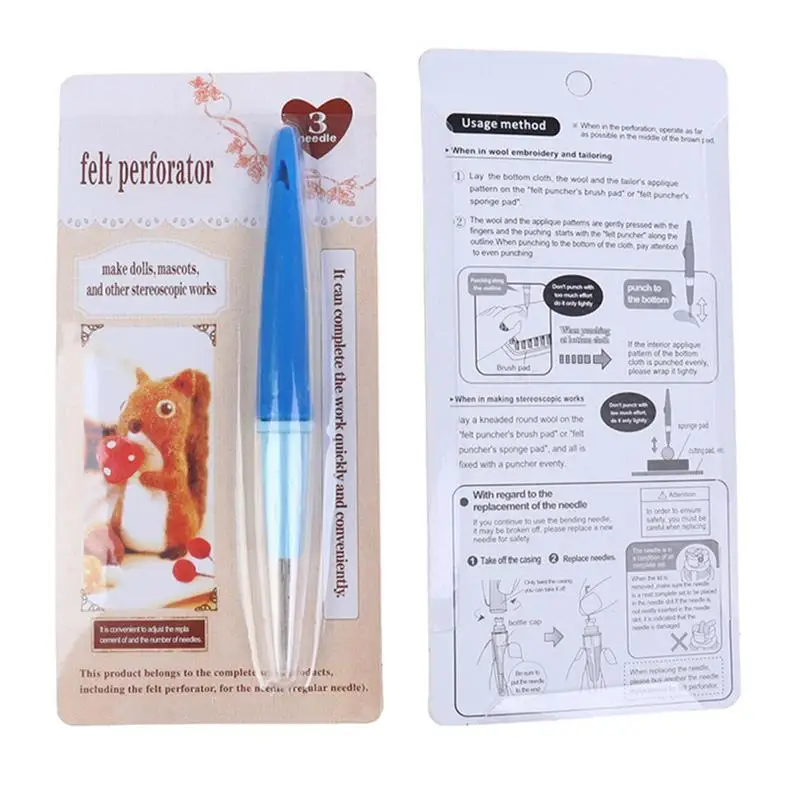 Pen Needle Felting Tool 3-Pin Pen Embroidery Punch Needle Needle Felting Tools For Make Beautiful Felt Animals & Patterns