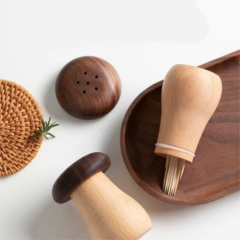 2023 New Creative Wooden Toothpick Holder Household Toothpick Holder Cute Mushroom-Shaped Toothpick Storage Can 1PCS LF170