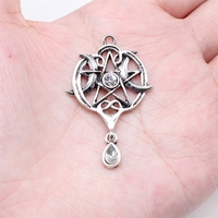 WYSIWYG 2pcs 42x27mm Antique Silver Color Star Moon Amulet Charms For Jewelry Making